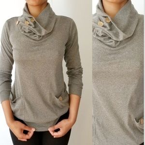 Grey Cowl Neck Tunic Top